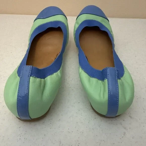 J.Crew Ballet Flat Shoes Womens Size 10 Green Blue Leather Round Toe Slip On - Picture 9 of 16